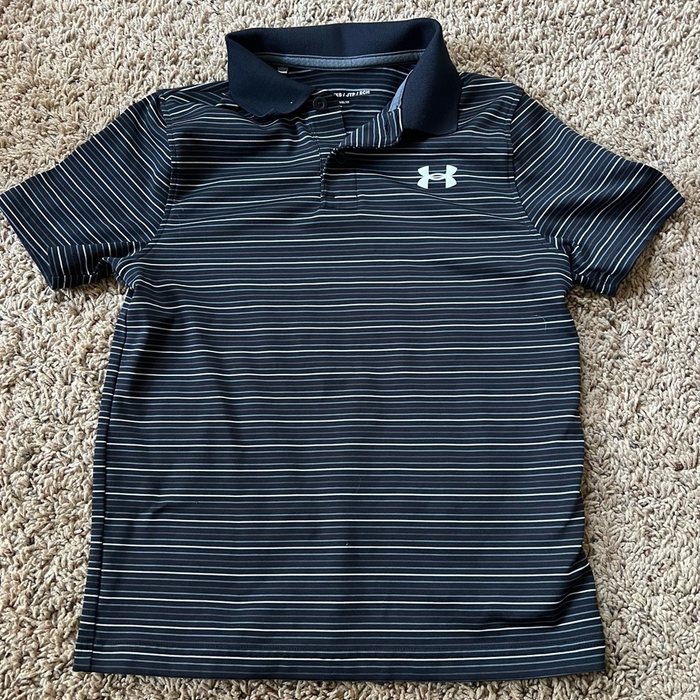 Under Armour Kids Striped Polo Shirt - Black Size XS